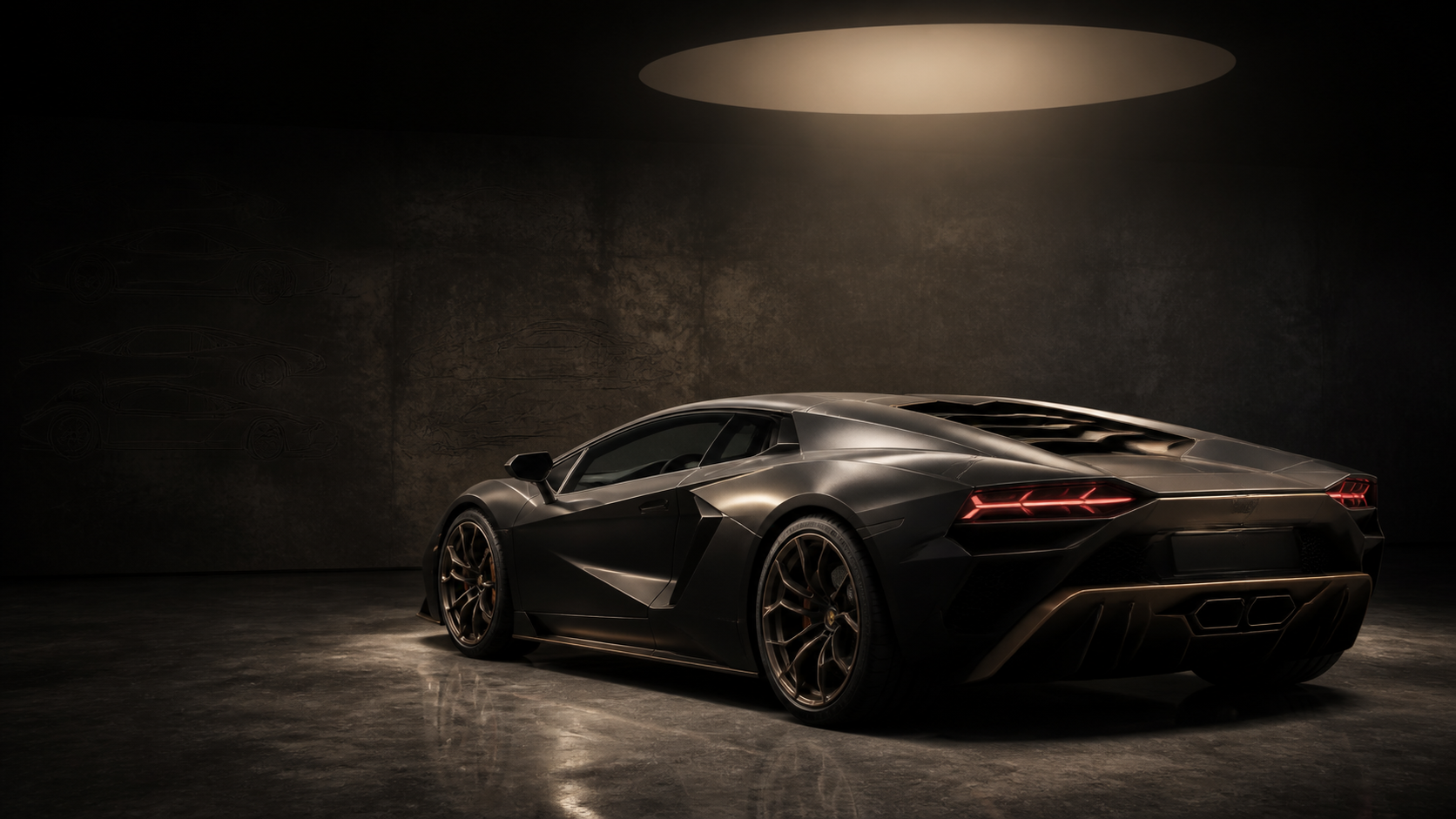Lamborghini-inspired collector exotic car in a dark editorial studio for market intelligence coverage.